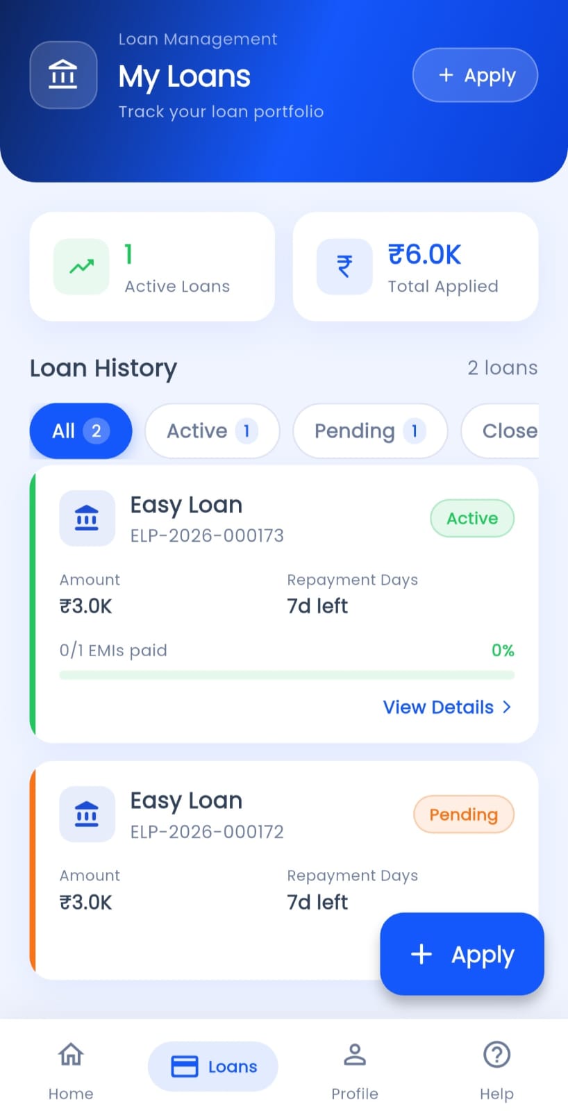 EasyLoanPoint App Loan Status